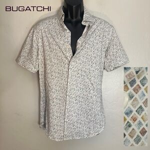 Bugatchi Stretch Short Sleeve Shirt Medium Gently worn 92% cotton/8% spandex